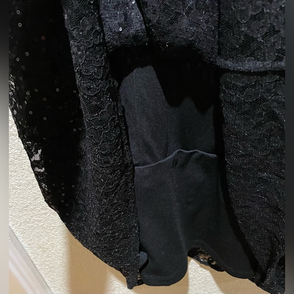 NWT SLNY Lace Sequins Midi Black Dress Size 2 - Picture 7 of 11